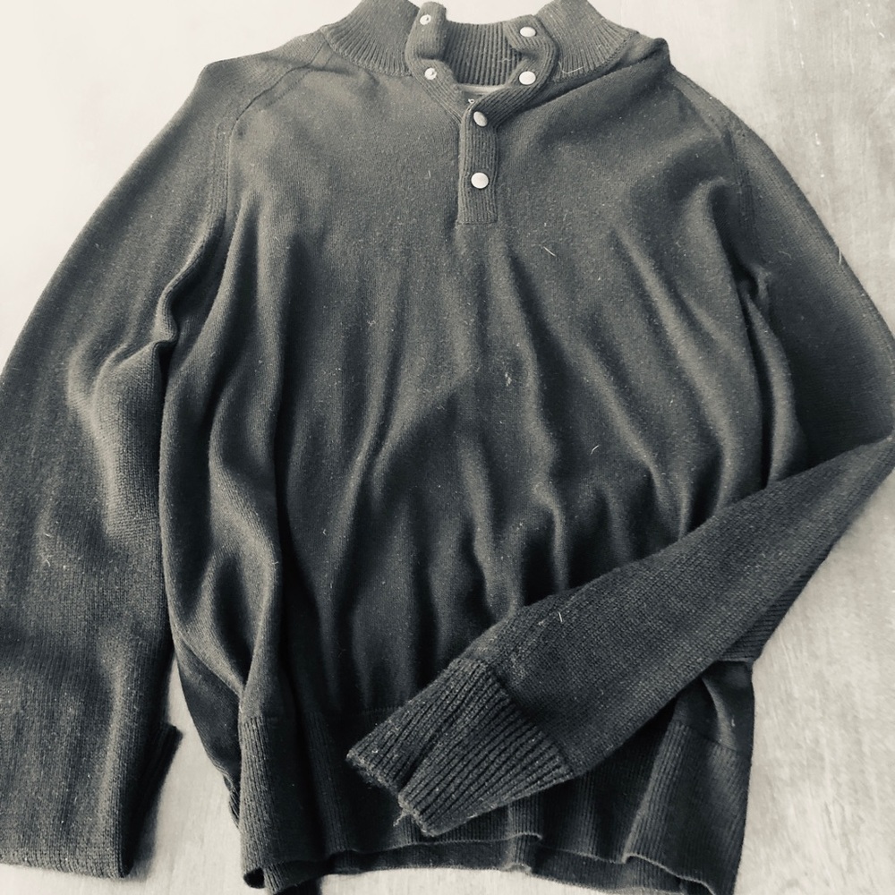 Long sleeve casual sweater, w button collar